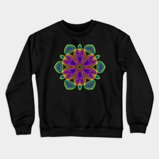 Lotus Kaleidoscope | Harmonograph Green Yellow Purple Black Crewneck Sweatshirt